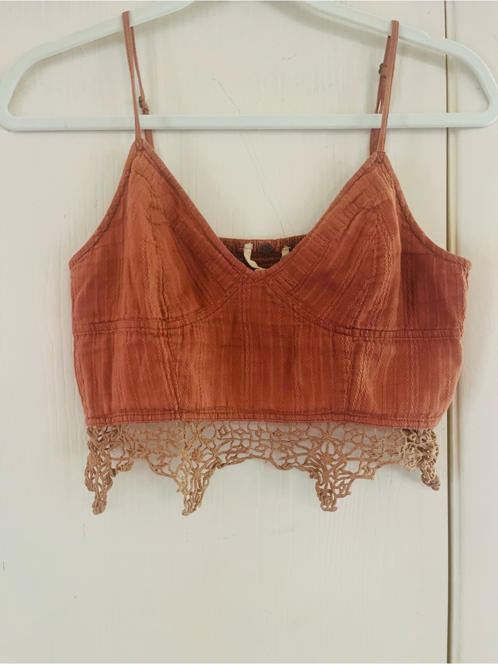 Free People One Crochet Crop 90s Festival Lace Fairy Romantic Tank S